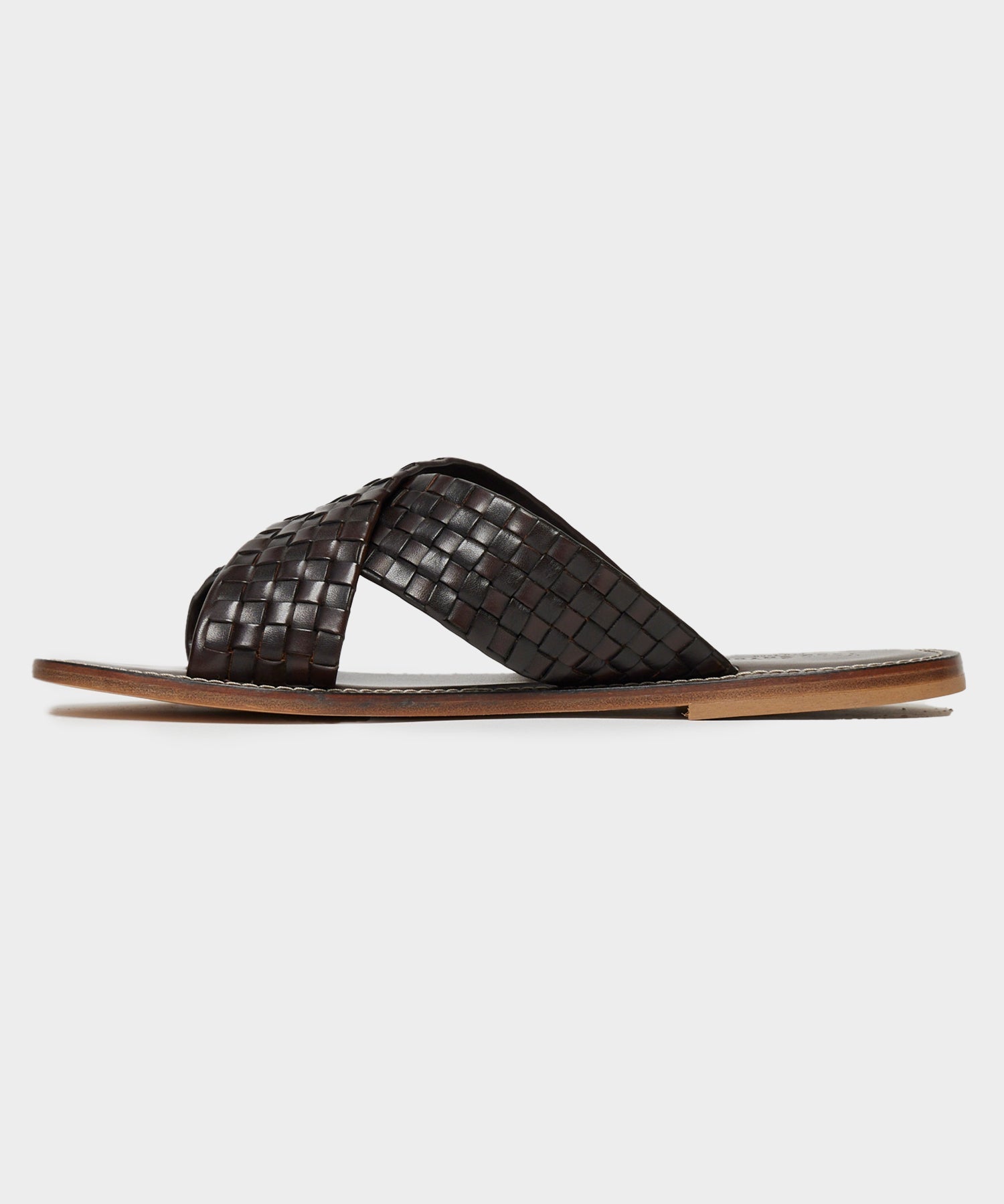 Tuscan Leather Woven Crisscross Sandal in Brown