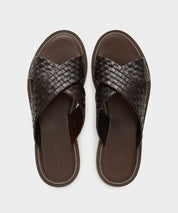 Tuscan Leather Woven Crisscross Sandal in Brown