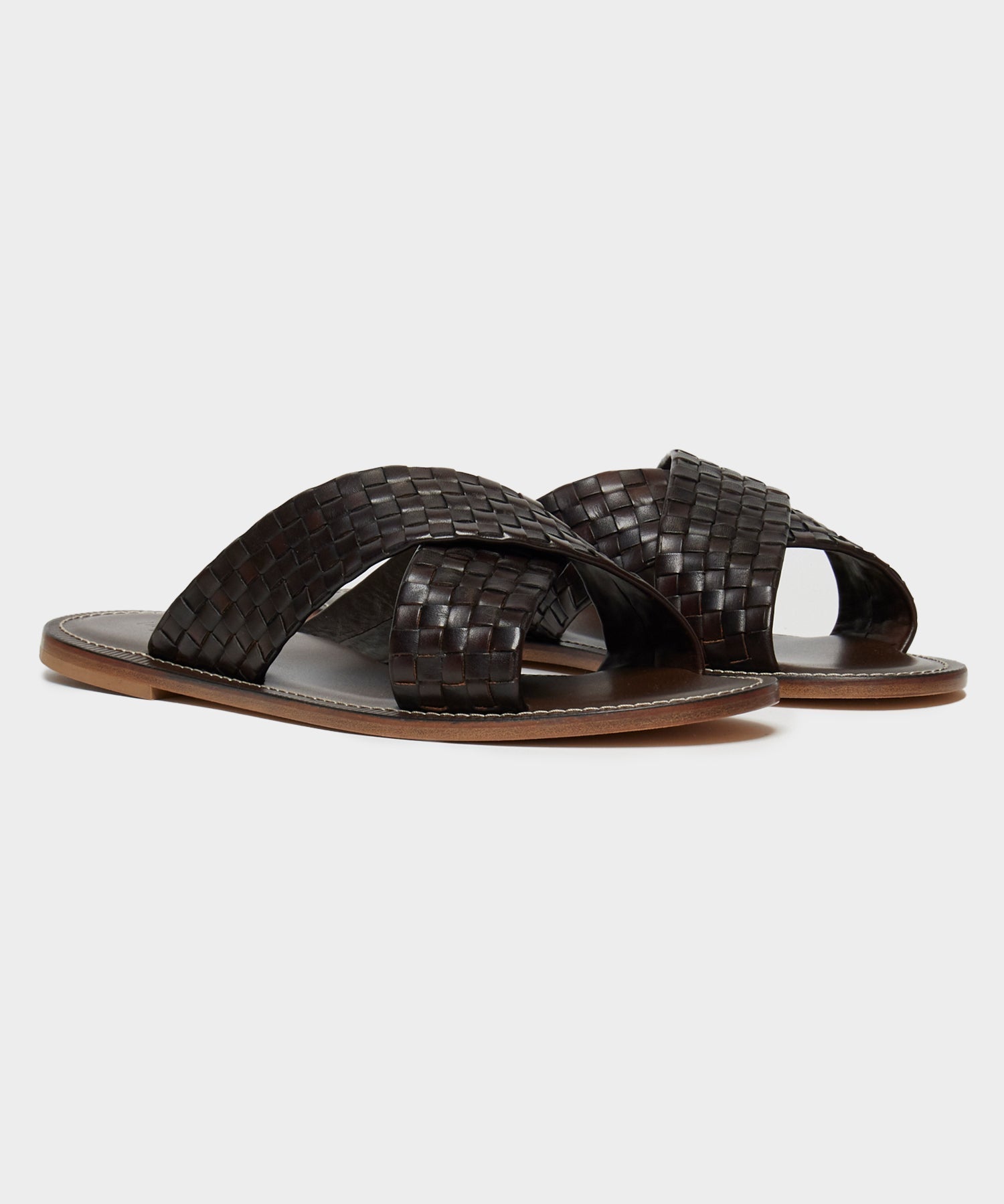 Tuscan Leather Woven Crisscross Sandal in Brown