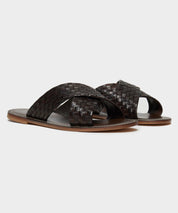 Tuscan Leather Woven Crisscross Sandal in Brown