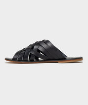 Tuscan Leather Woven Sandal in Black